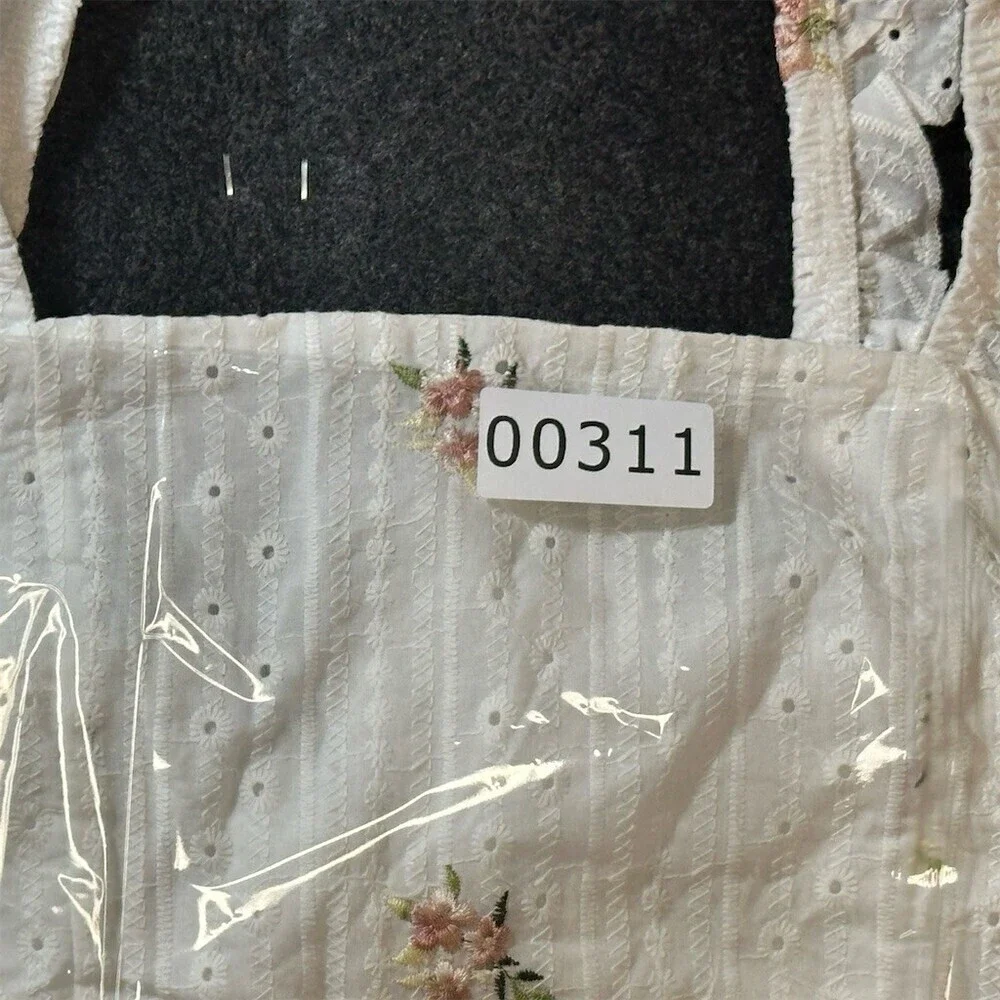 Kirious Los Angeles Crop Top Womens Size S White Pink Floral Ruffle Tie - Picture 2 of 5